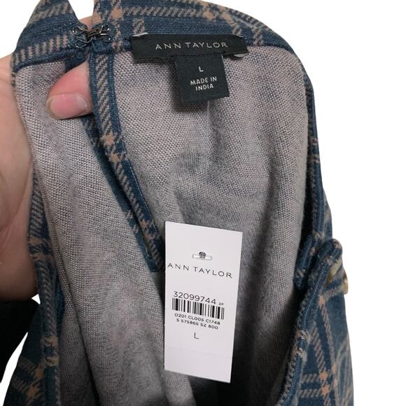 NWT! Ann Taylor Plaid Mixed Media Top Womens Size L - Picture 5 of 7